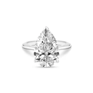 Anel Solitário Gota Cielo em Ouro Branco 18k com Diamante de Laboratório 5ct