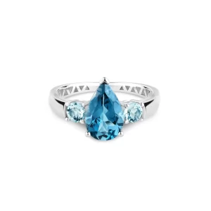 Anel Solitário Gota Cielo em Ouro Branco 18k com Diamante de Laboratório 5ct