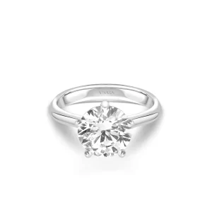 Anel Solitário Gota Cielo em Ouro Branco 18k com Diamante de Laboratório 5ct